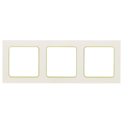 Стокгольм Рамка 3-местная белая с линией цвета зеленый PROxima | код  EAM-G-302-10 | EKF